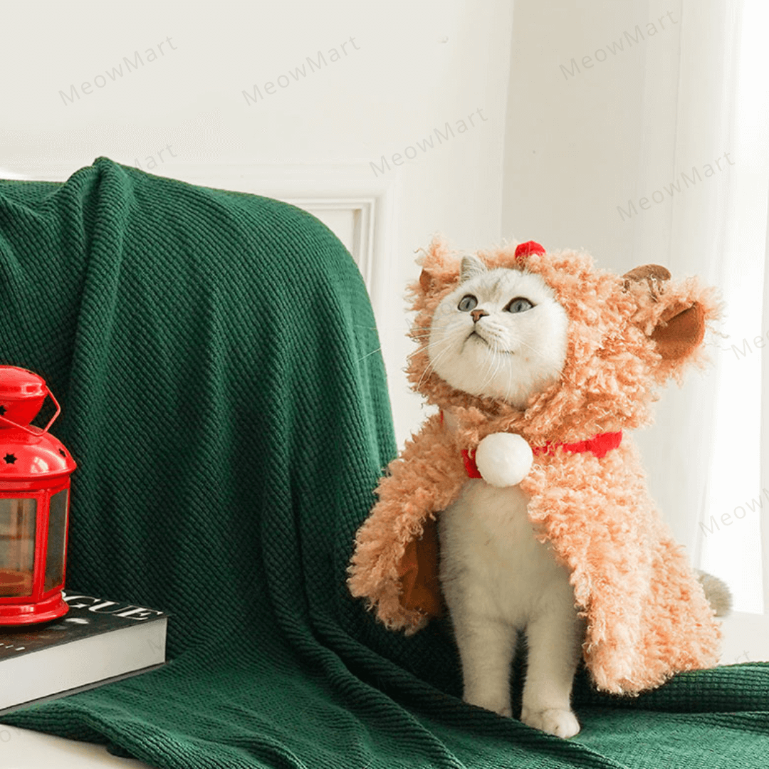 毛茸茸麋鹿貓披風貓斗篷