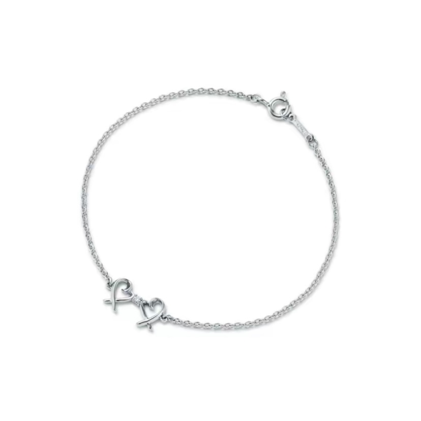 TIFFANY & CO. Paloma Picasso® 雙重Loving Heart 純銀鑲鑽手鏈