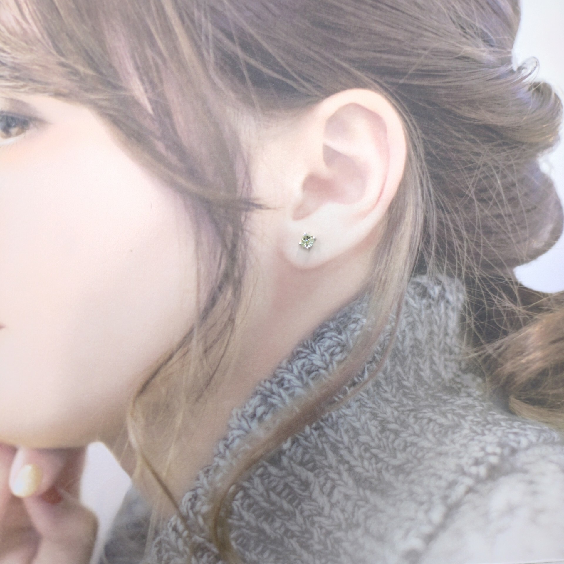 全新18K白金【主石87份方形鑽石】耳環