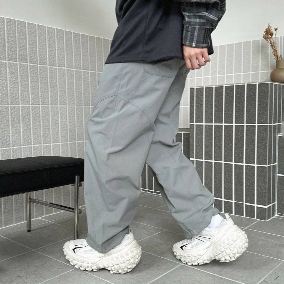 #1750 立體車線剪裁拉繩長褲