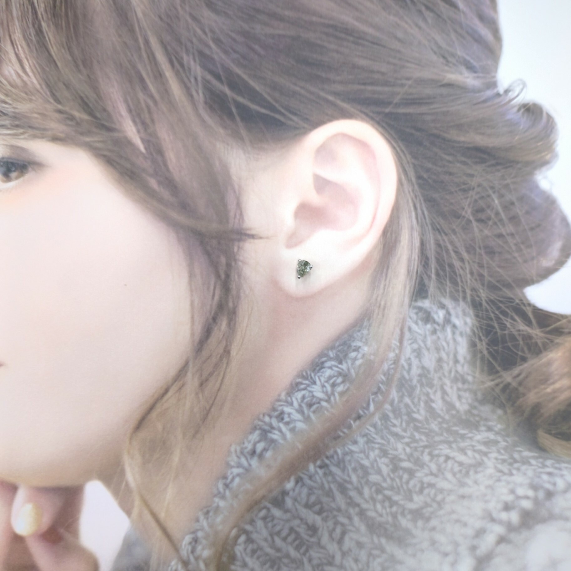 全新18K白金【主石95份梨形鑽石】耳環