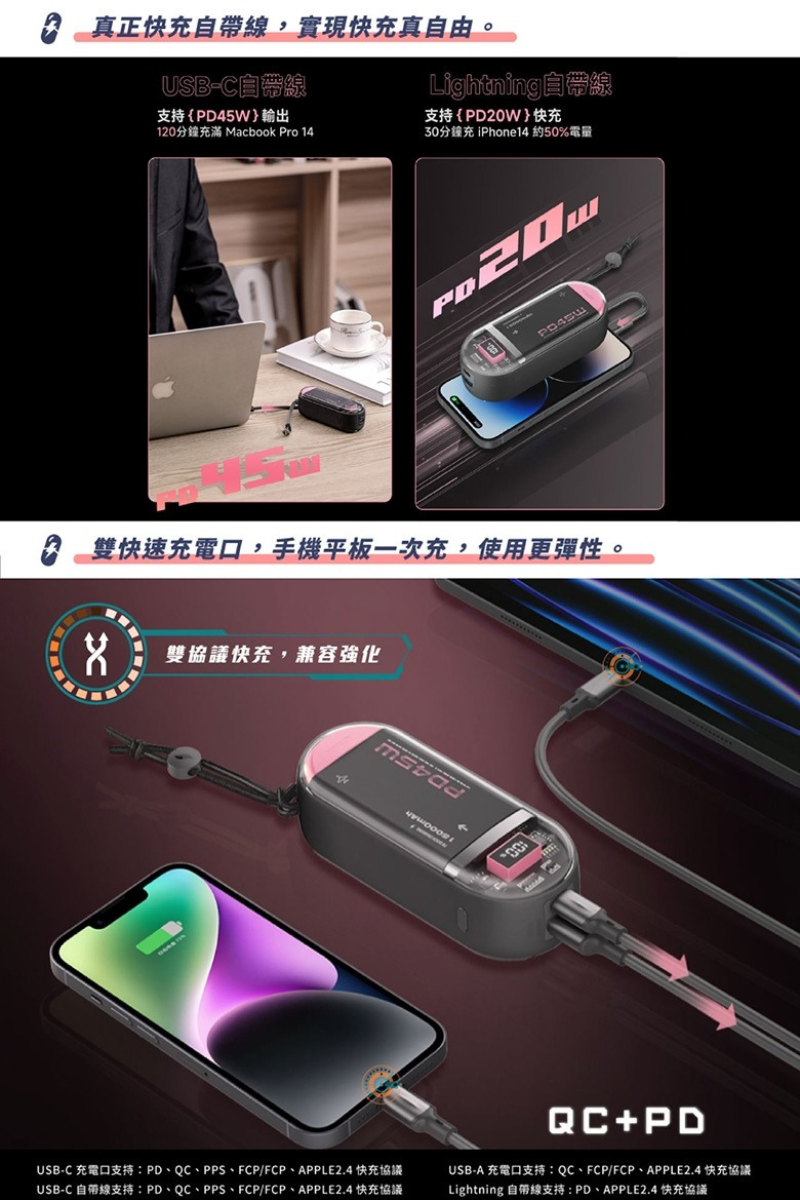 Idmix 45W太空膠囊快充行動電源  P15Ci Pro