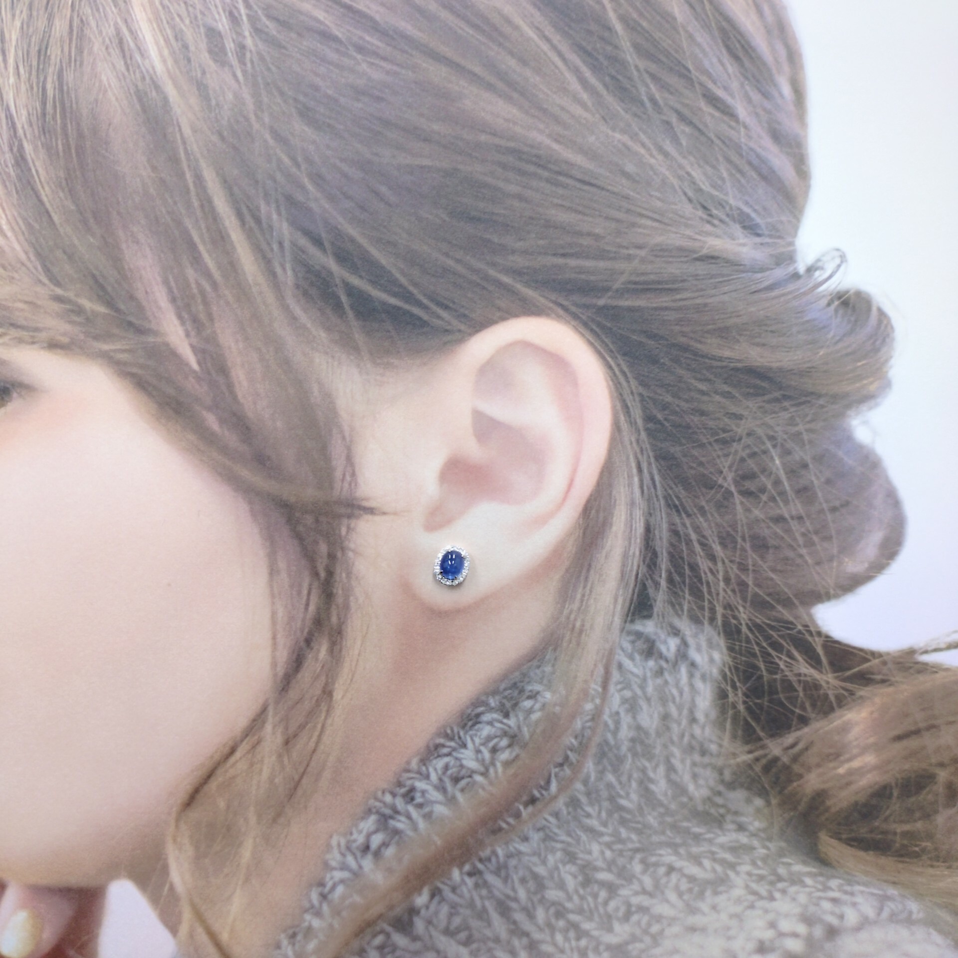 18K White Gold 1.76ct Sapphire and Diamond Earrings