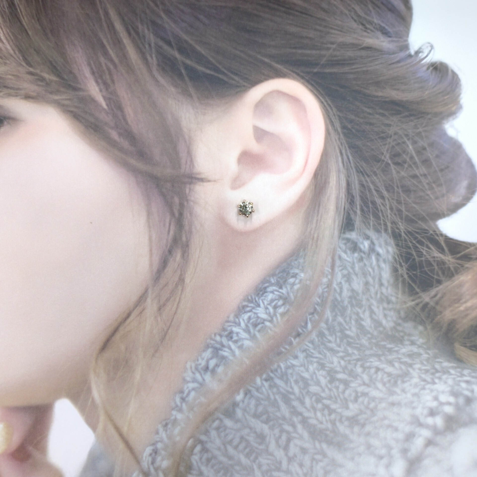 全新18K玫瑰金【主石1卡33份鑽石】6爪耳環