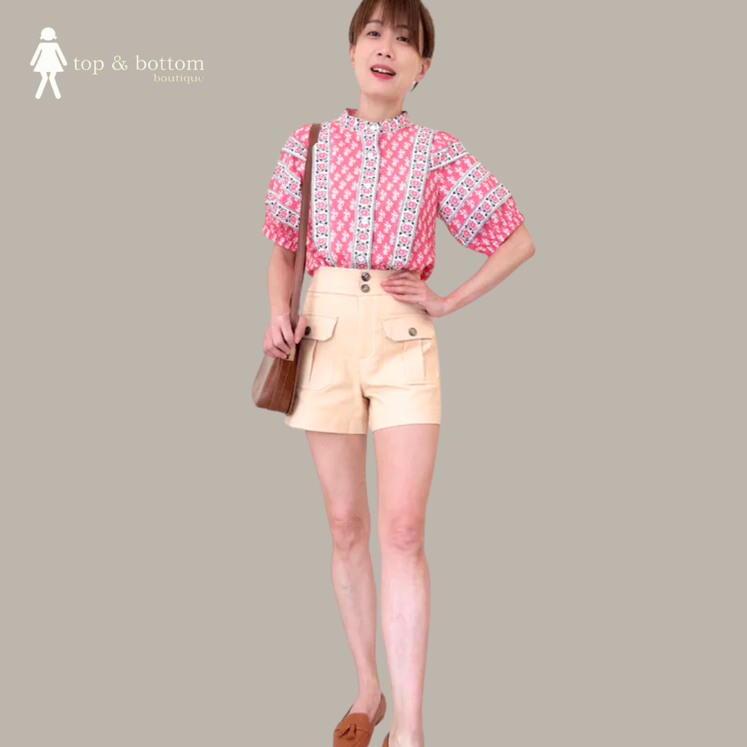 S/SLEEVE COTTON BATIK PRINTED BLOUSE