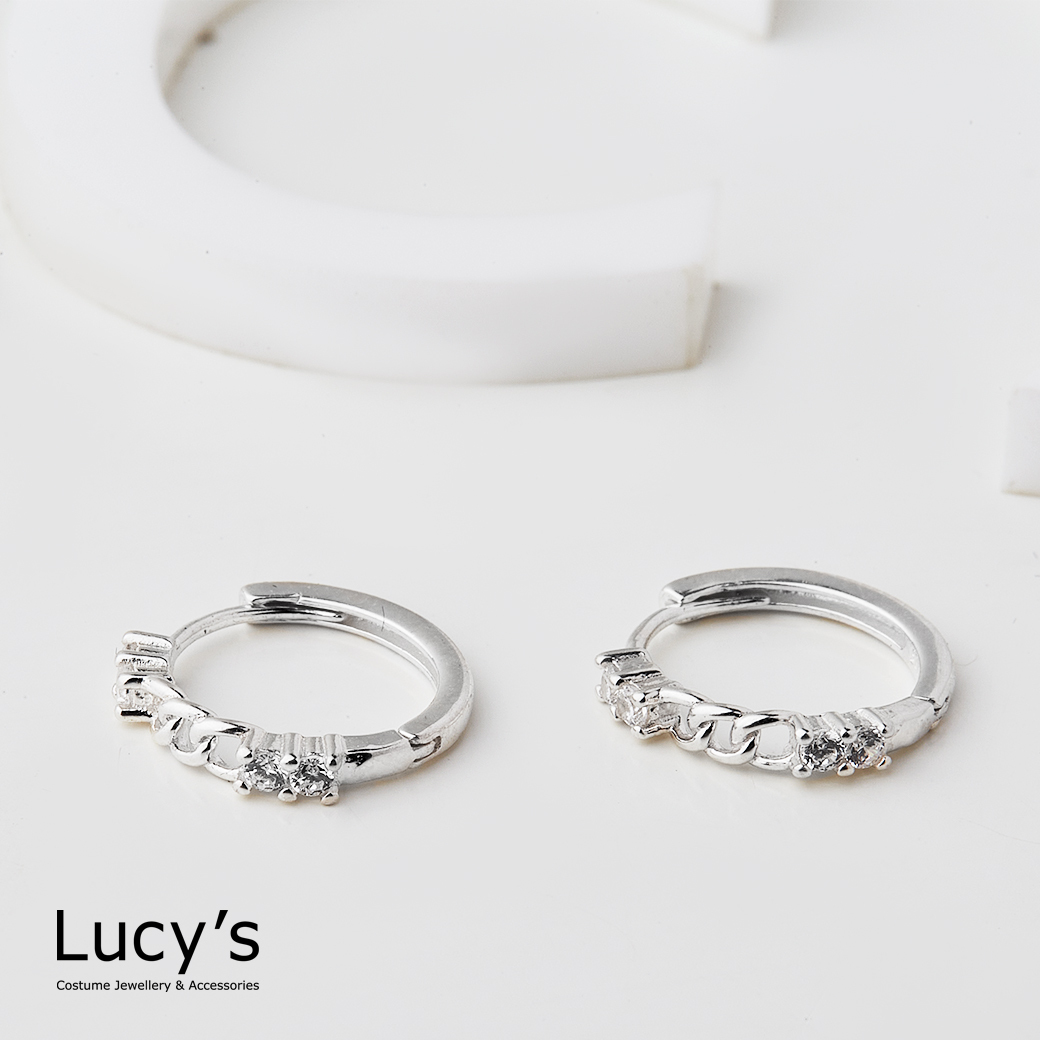 925純銀 光之鎖鏈 易扣耳環 (118825)