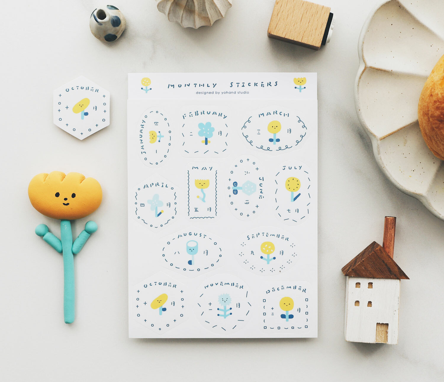 Label monthly FLOWER stickers - YOHAND