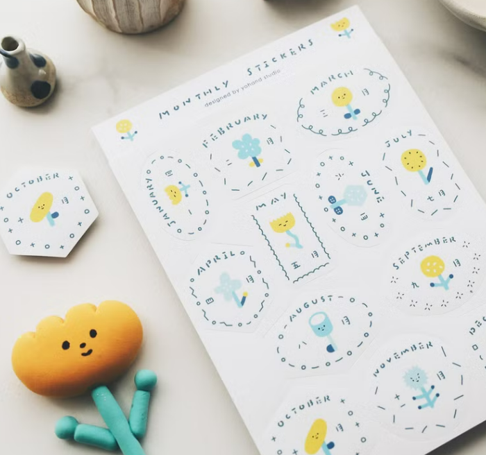 Label monthly FLOWER stickers - YOHAND