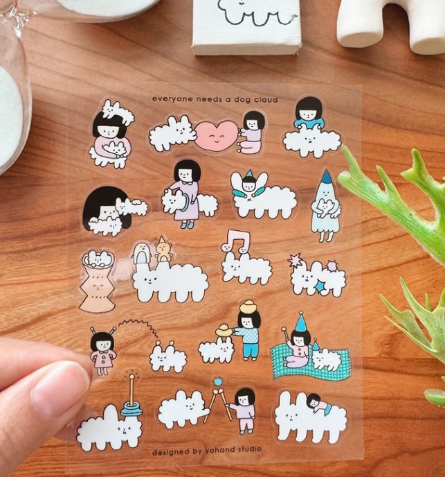 透明割型小貼紙 / 狗狗雲朋友｜右手超人 臺灣