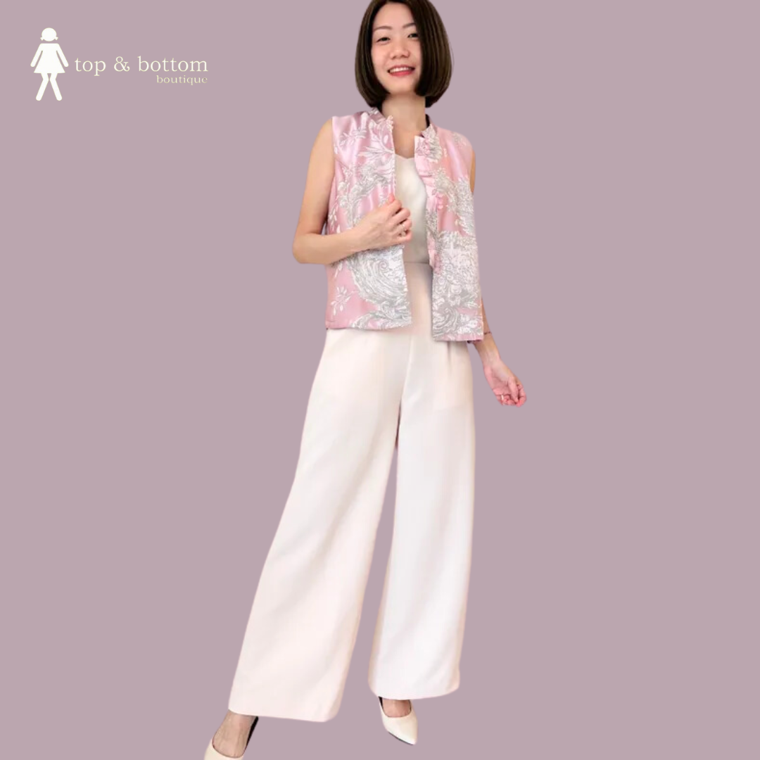 SLEEVELESS SATIN EMBROIDERY CHEONGSAM BLOUSE