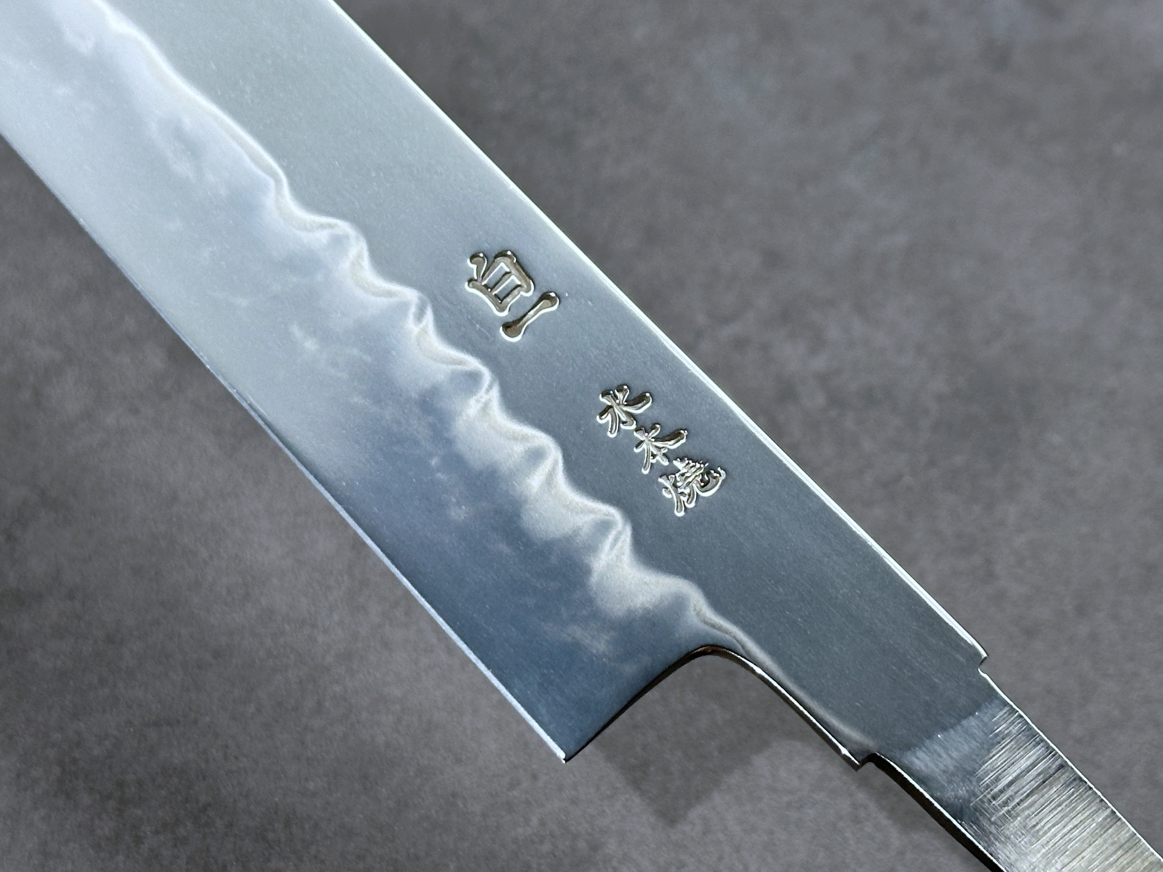 NO.01234包丁 先丸 水本焼 白一鋼 富士山残月 尺一 鏡面研磨 桐