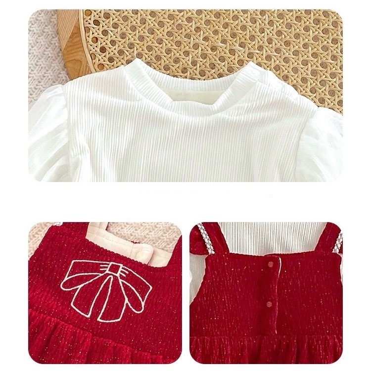 紅蝴蝶結姐妹款包屁衣 細節