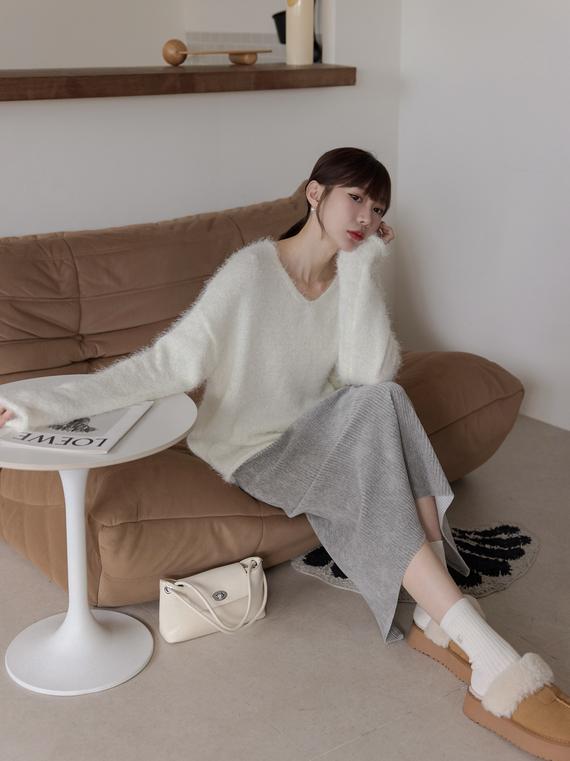 保暖彈性雪尼爾長裙