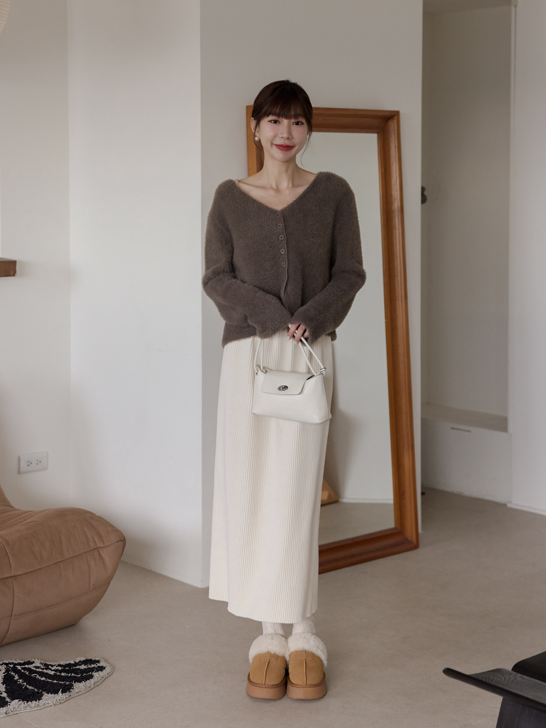 保暖彈性雪尼爾長裙