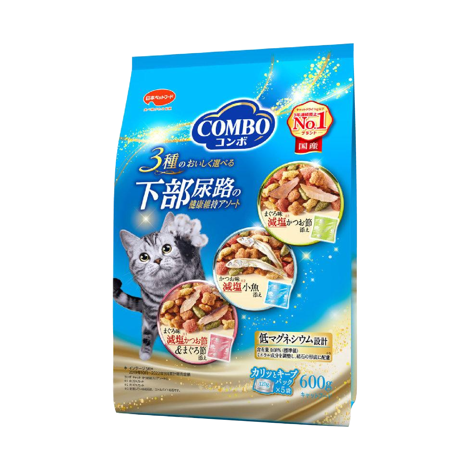 COMBO|下部尿路の健康維持貓糧 600g - 3種組合 (嚴選材料：減鹽 鰹魚片、小銀魚、吞拿魚) (CMO-6296)