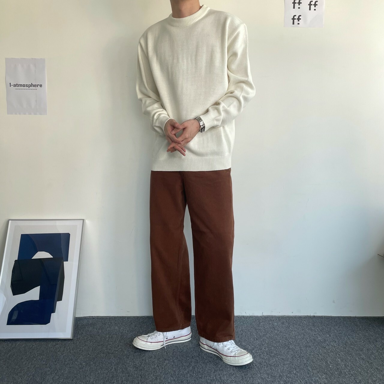 [1atm] 特殊色斜紋布褲