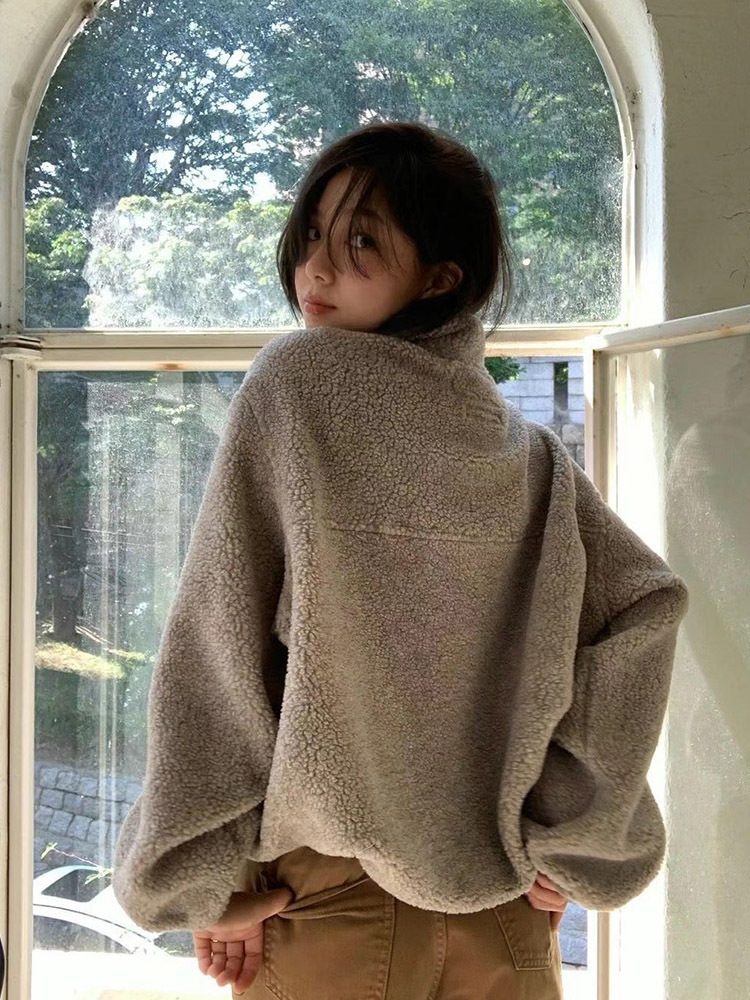 ᴷᴼᴿᴱᴬ 🇰🇷<現貨>氣質優雅高領羊羔毛衛衣