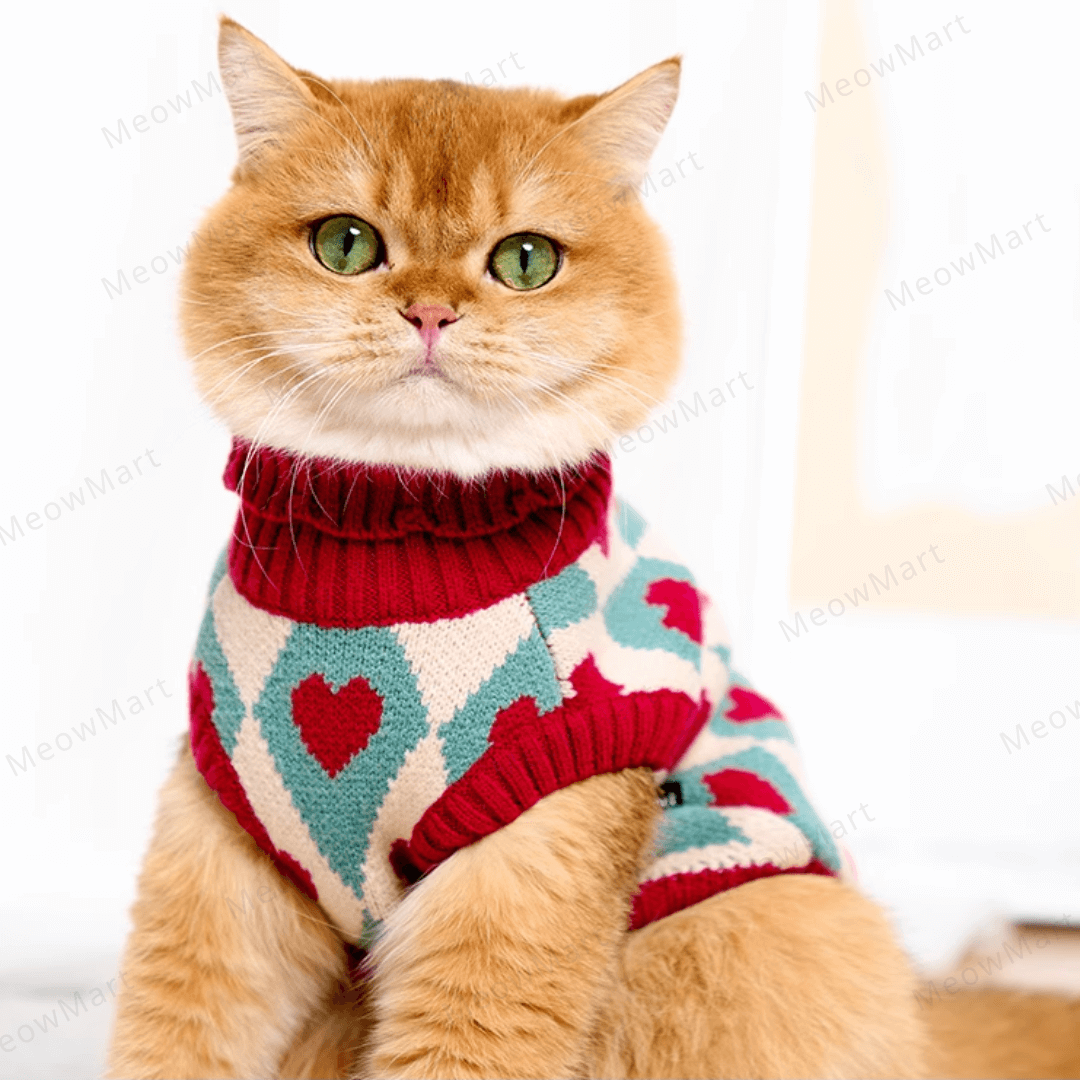 復古愛心保暖寵物背心 (貓狗適用)