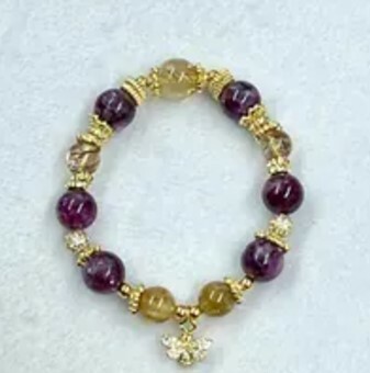 [S] GEMZ & CO ZBA CRYSTAL BRACELET, GOLD RUTILE/LEPIDOLITE, Y311 (Y311)