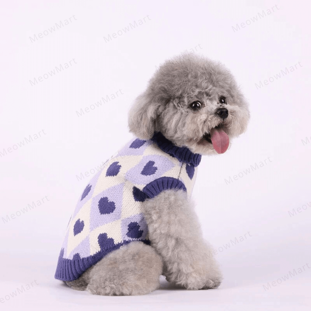 復古愛心保暖寵物背心 (貓狗適用)