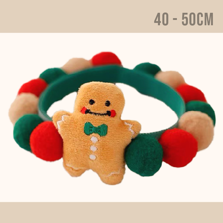 薑餅人波波毛球頸圈 (L) 40-50cm