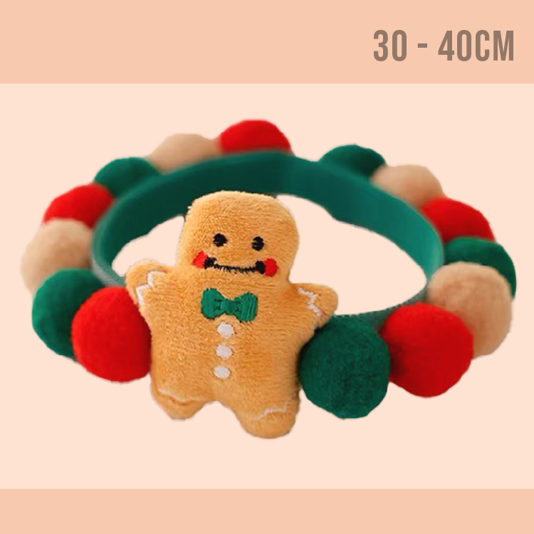 薑餅人波波毛球頸圈 (M) 20-30cm