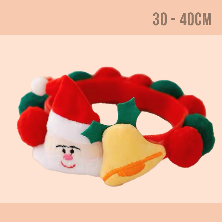 鈴鐺聖誕老人毛球頸圈 (M) 30-40cm