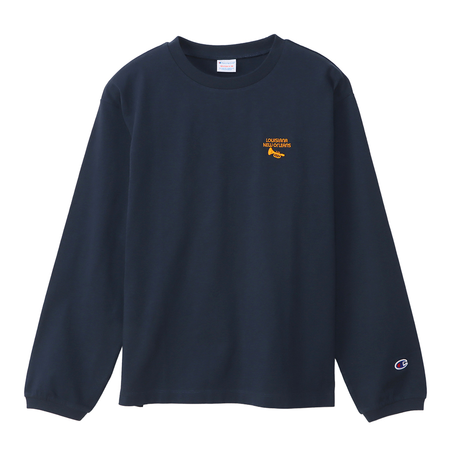 女款- CASUAL刺繡地名LOGO 長袖上衣-深藍（CW-W405-370）