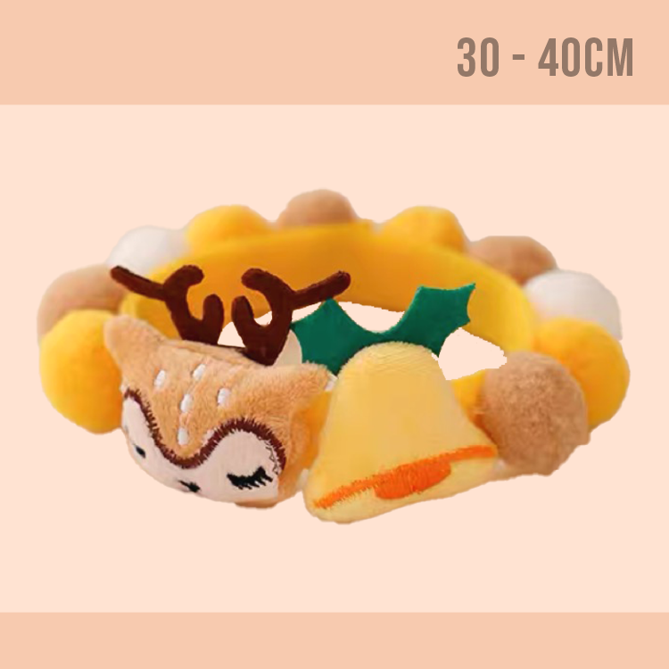 聖誕鹿鈴鐺毛球頸圈 (M) 30-40cm