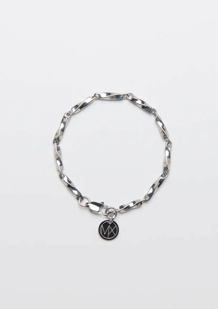 MIXTURE MB024 扭轉型 串接 長方條 純鋼 手鏈