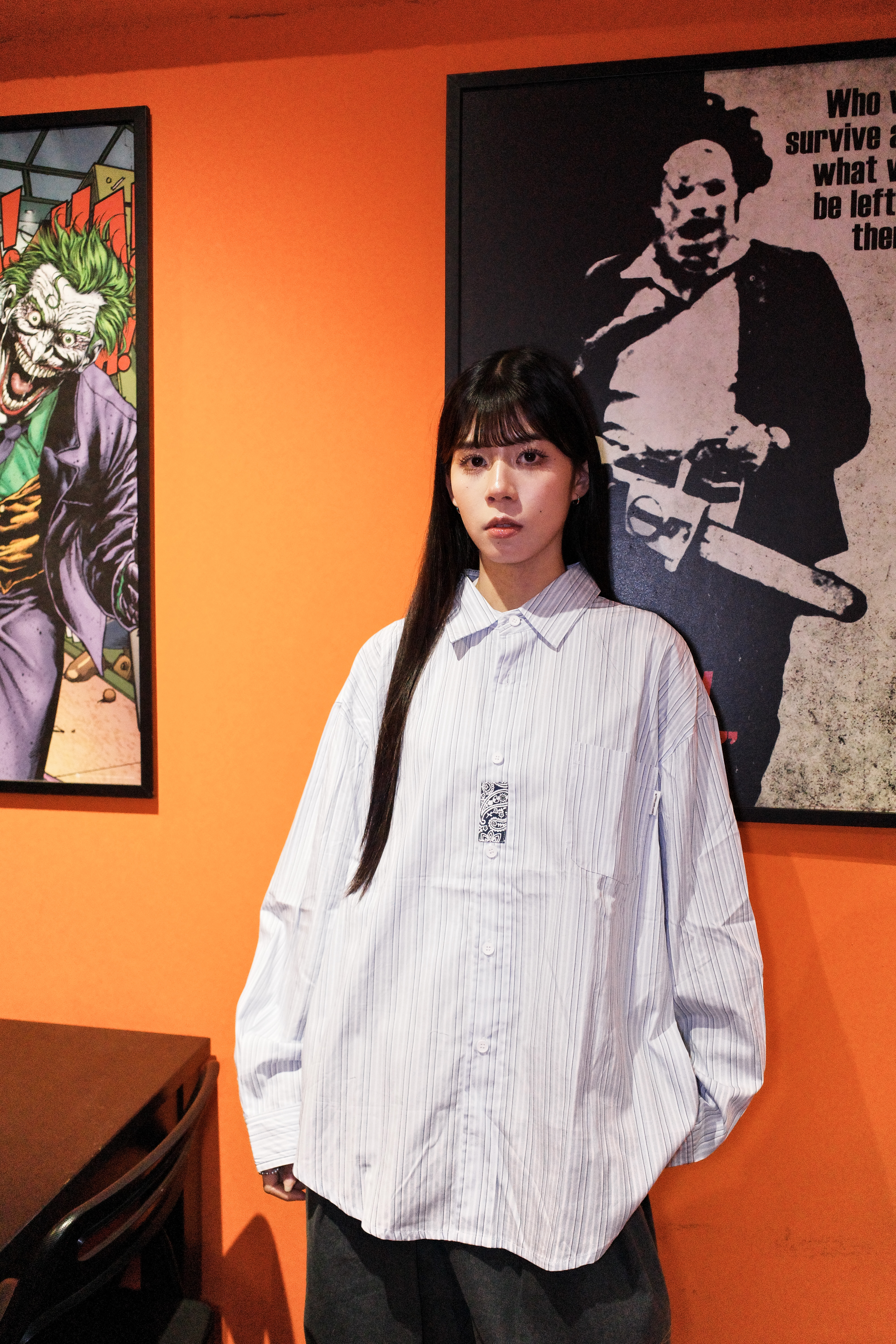 『Always_Good』日系 變形蟲 拼接 長袖襯衫