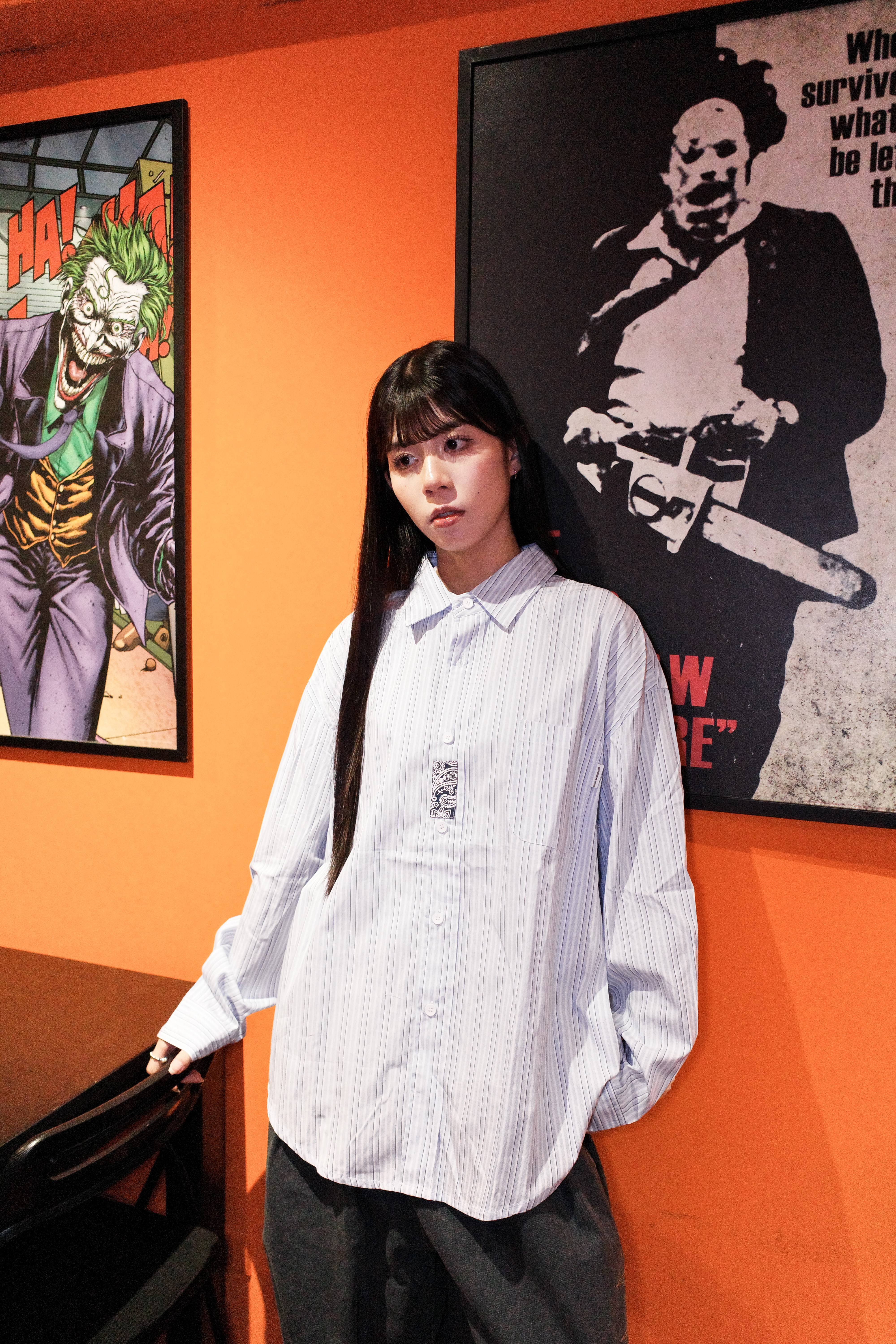 『Always_Good』日系 變形蟲 拼接 長袖襯衫