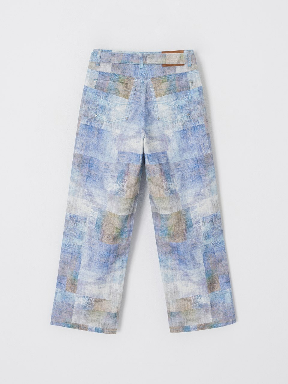 PLATEAU X mouggan 拼接丹寧印刷長褲