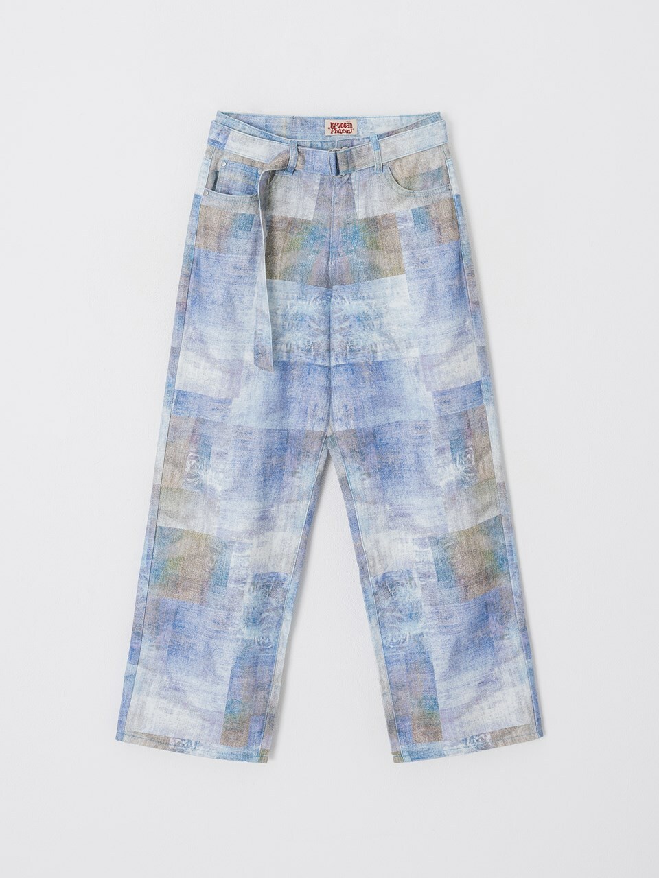 PLATEAU X mouggan 拼接丹寧印刷長褲