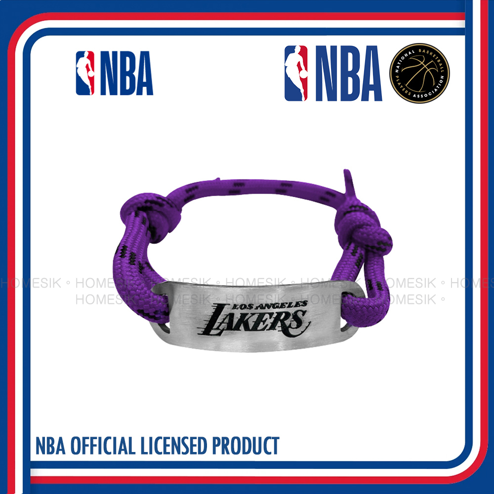 洛杉磯湖人隊 (紫色) 鞋帶金屬牌復古手帶