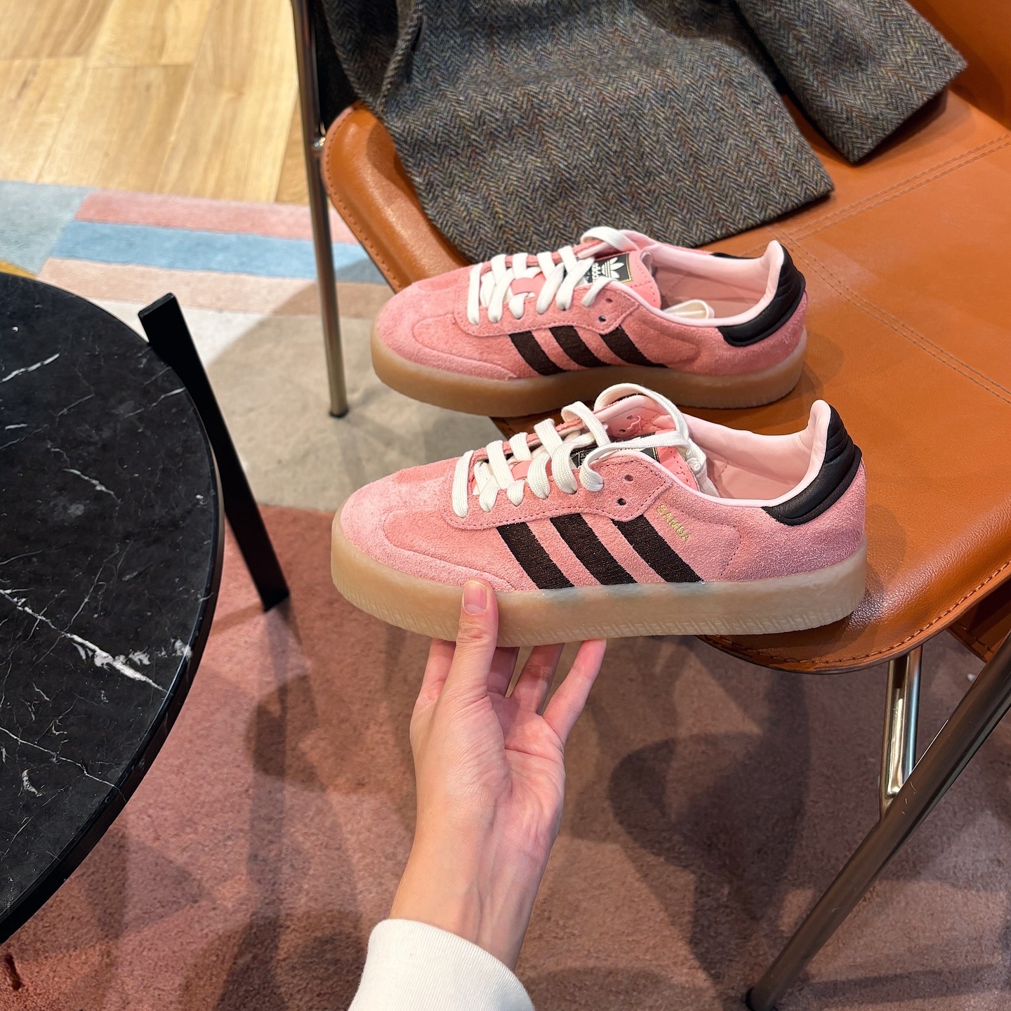 Adidas Originals Sambae 日本限定柔粉玫瑰焦糖森巴增高厚底JH8834