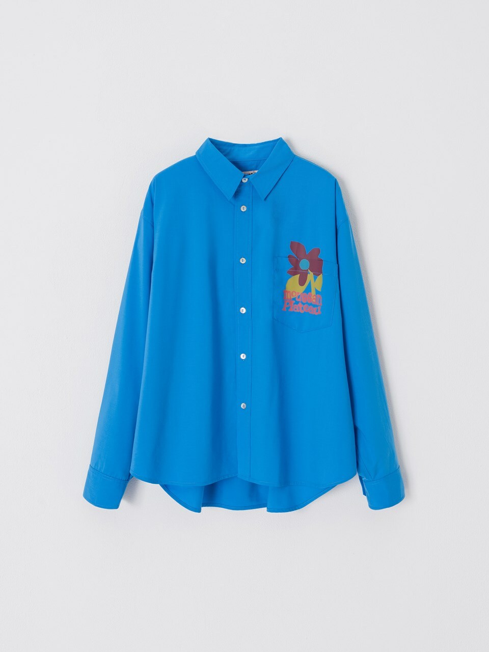 PLATEAU X mouggan 口袋小花長袖襯衫