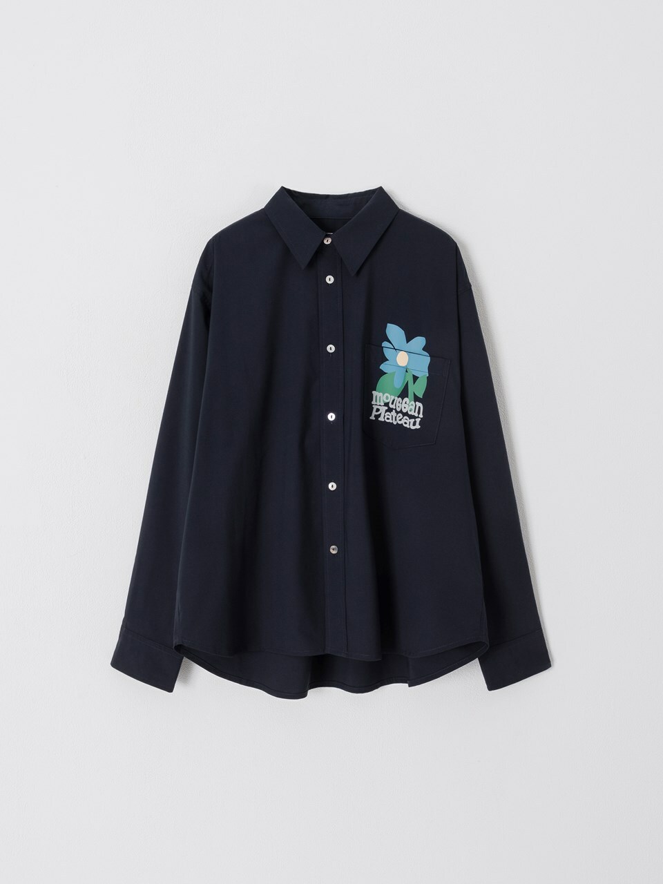 PLATEAU X mouggan 口袋小花長袖襯衫