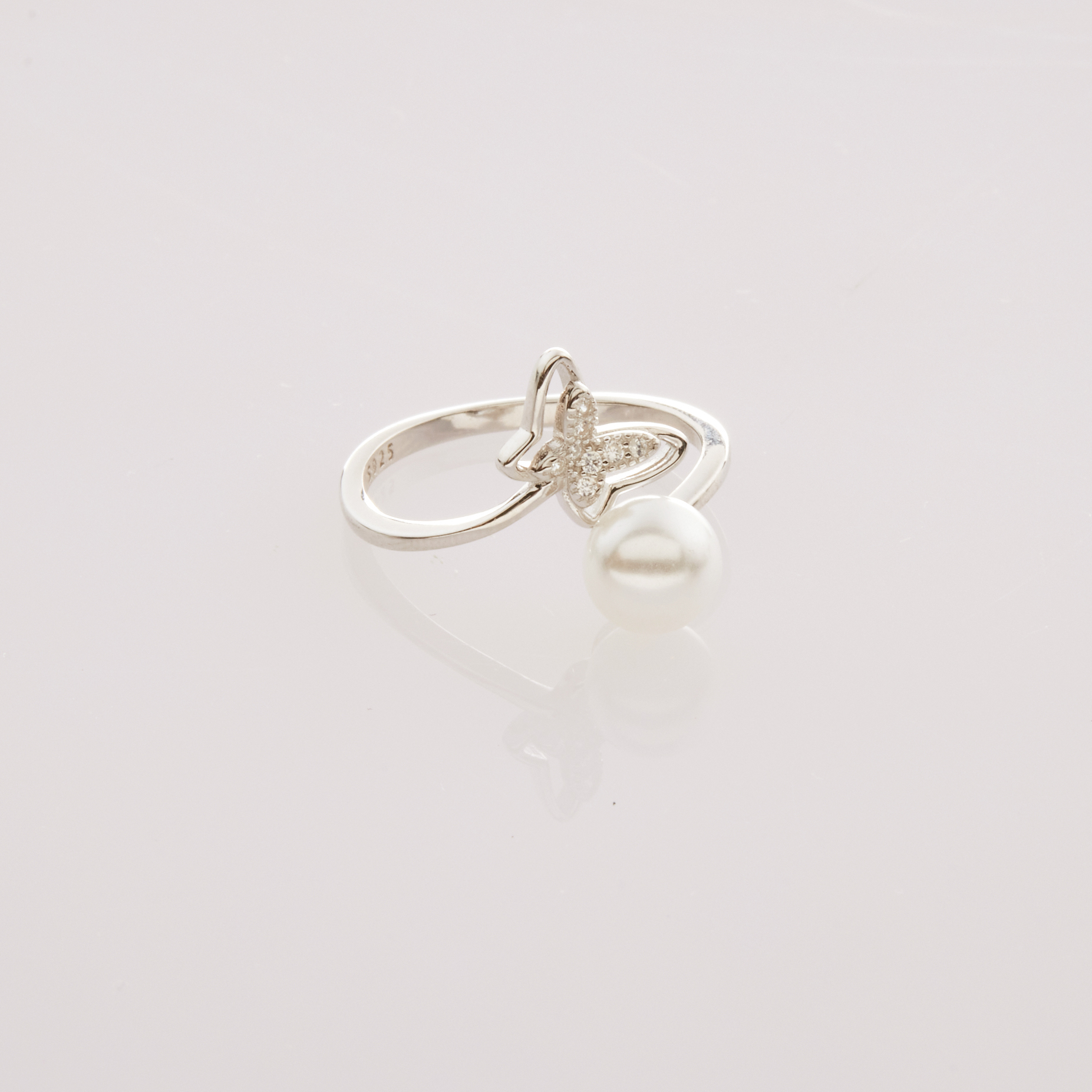 R861  | 純銀蝴蝶珍珠戒指