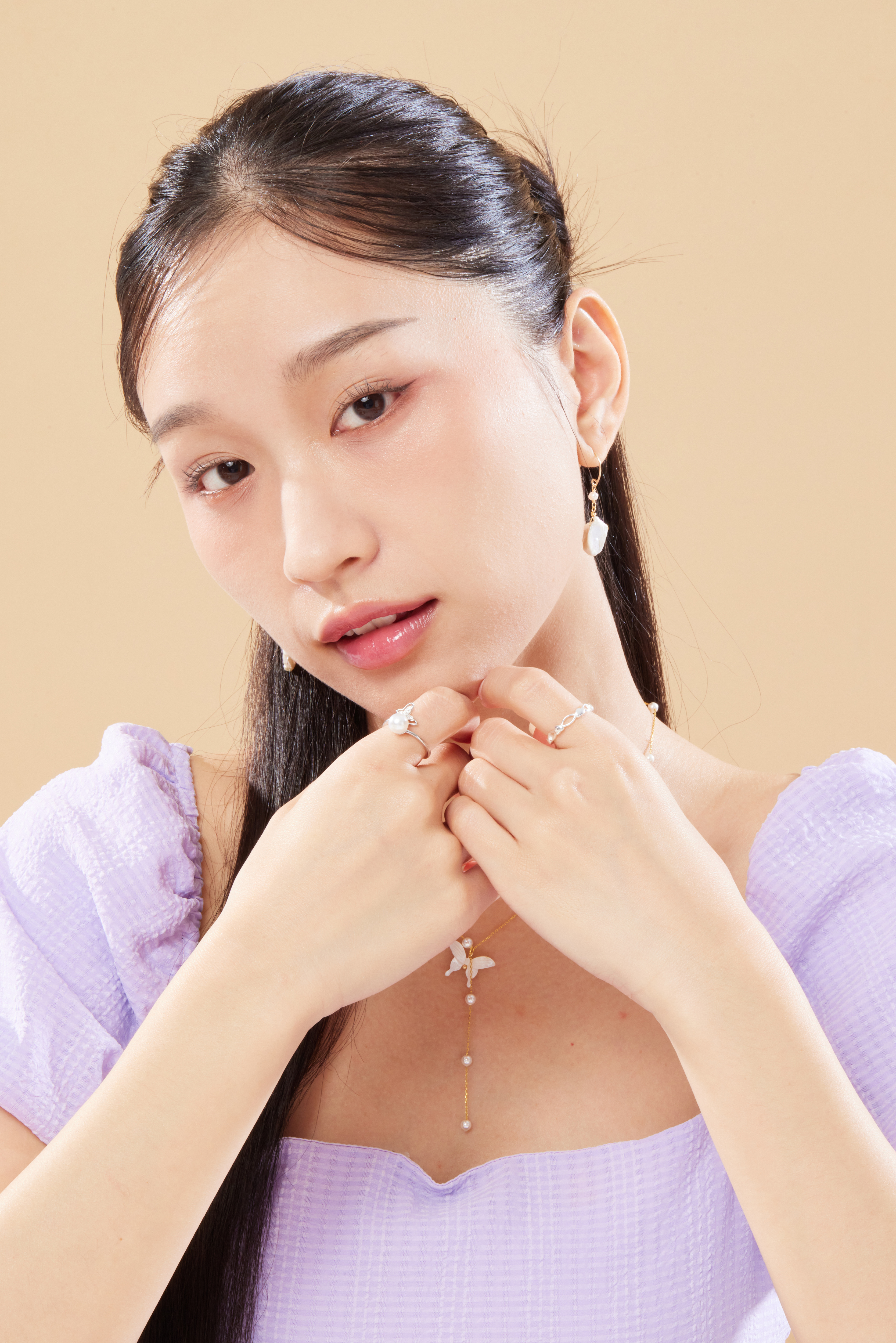 R861  | 純銀蝴蝶珍珠戒指