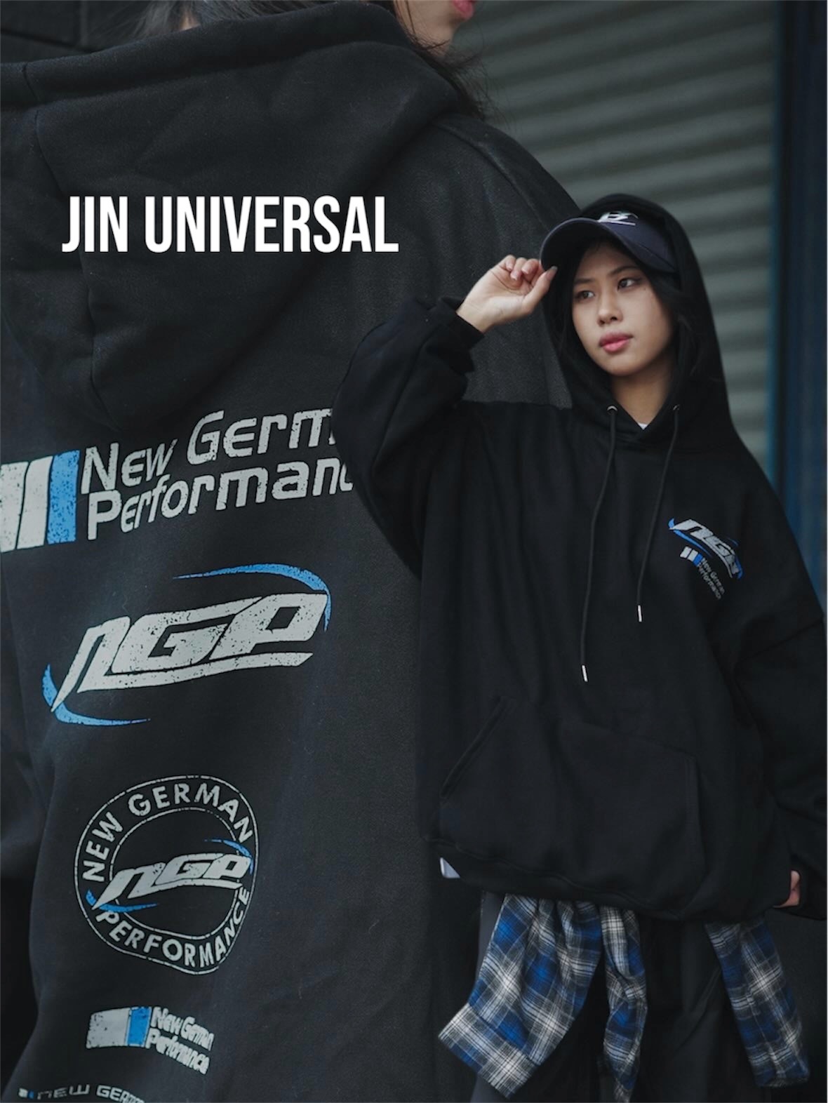 JIN UNIVERSAL 賽車印花 帽TEE 連帽上衣 “平價系列”