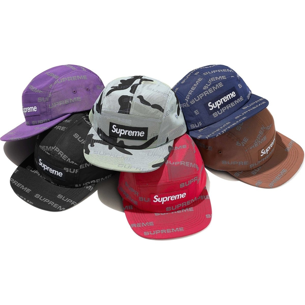 2024AW SUPREME Reflective Jacquard Camp Cap 反光 五分割帽 帽子 老帽 現貨