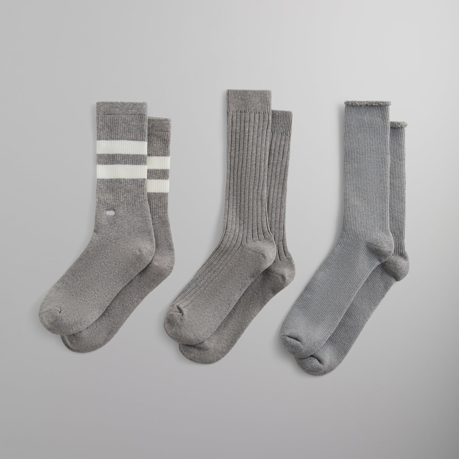 2024AW Kith Three Pack Mixed Cotton Socks 素面 條紋 襪子 高質感 三雙一組 KHM220100 / KHM220043