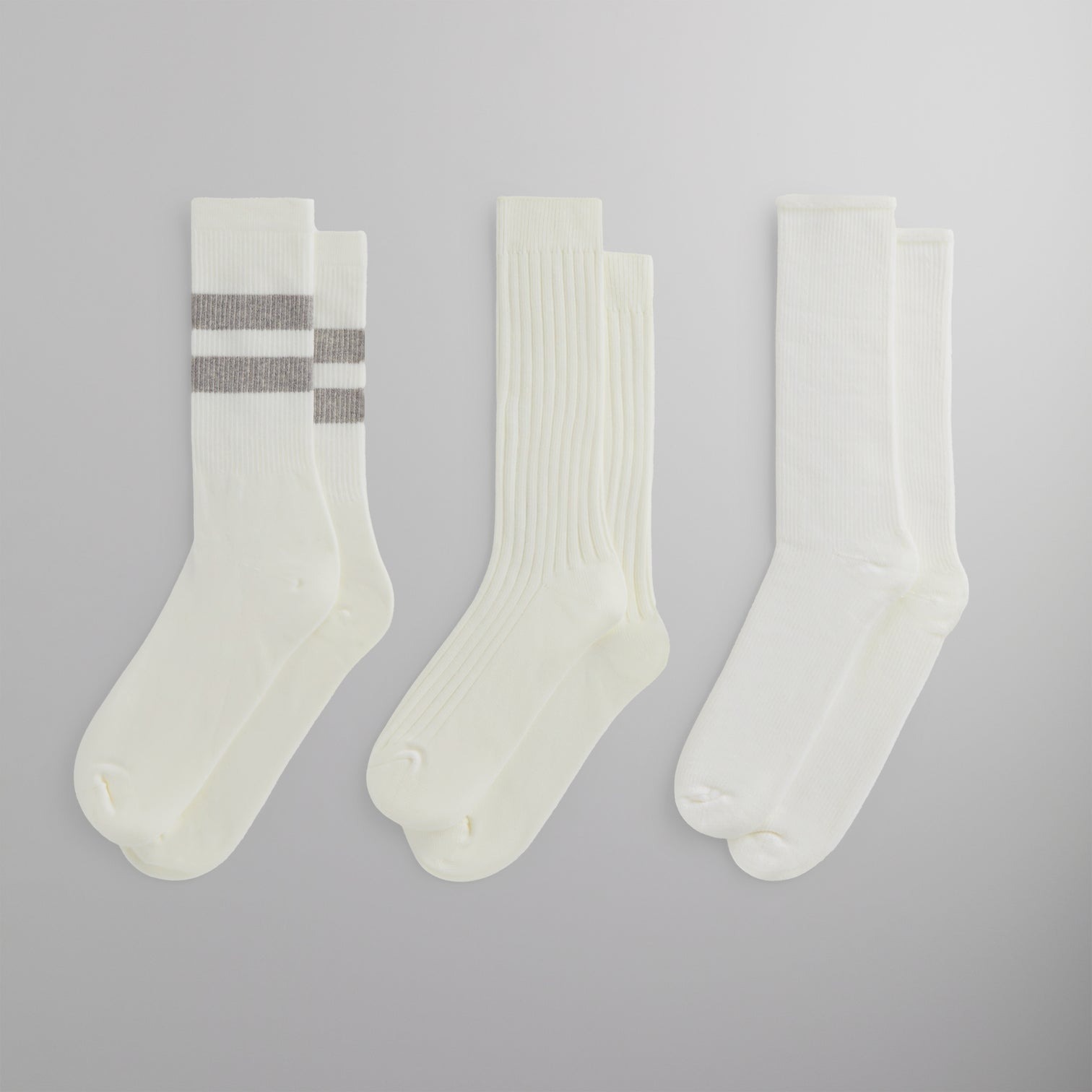 2024AW Kith Three Pack Mixed Cotton Socks 素面 條紋 襪子 高質感 三雙一組 KHM220100 / KHM220043