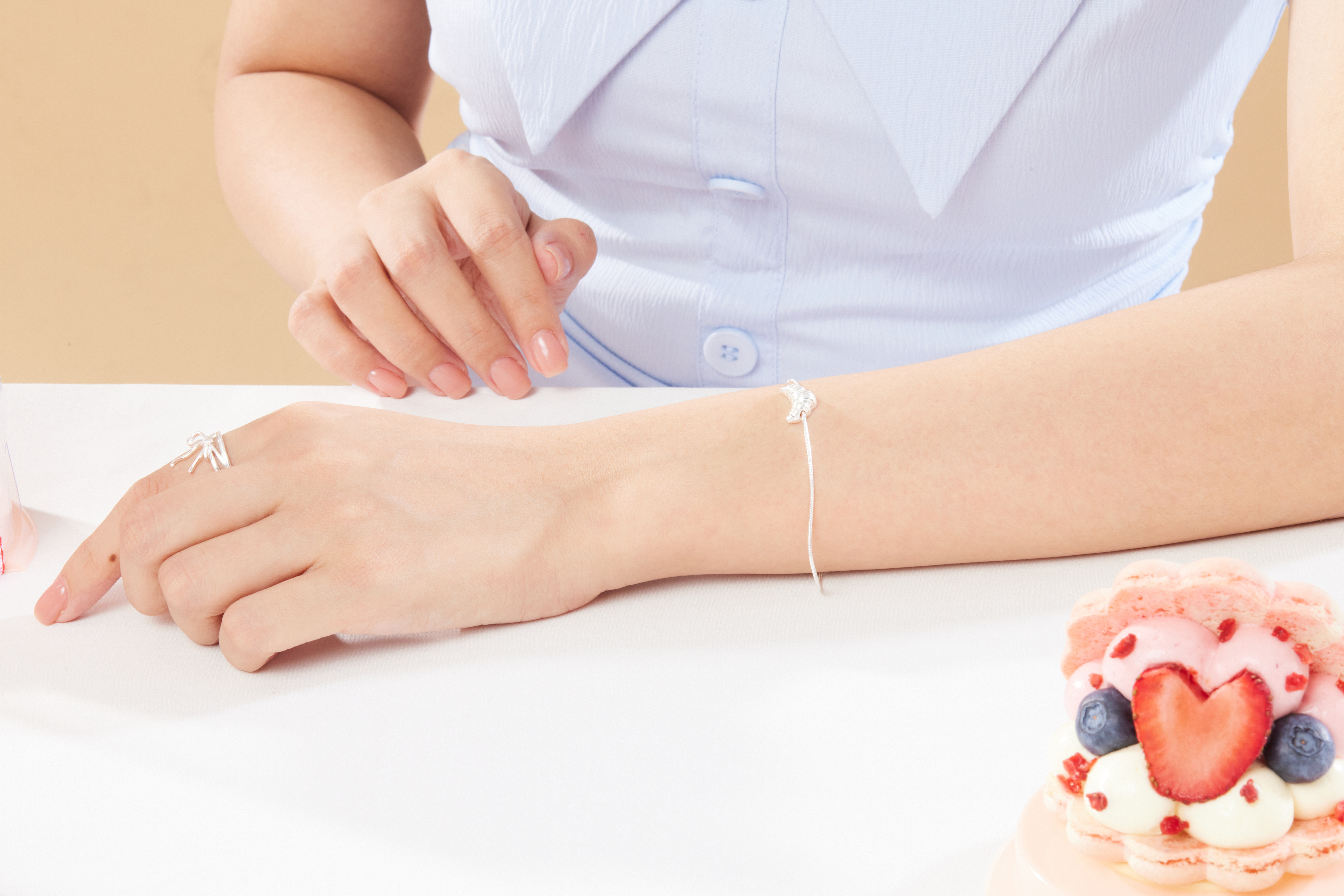 B350  |純銀牛角麵包手鍊