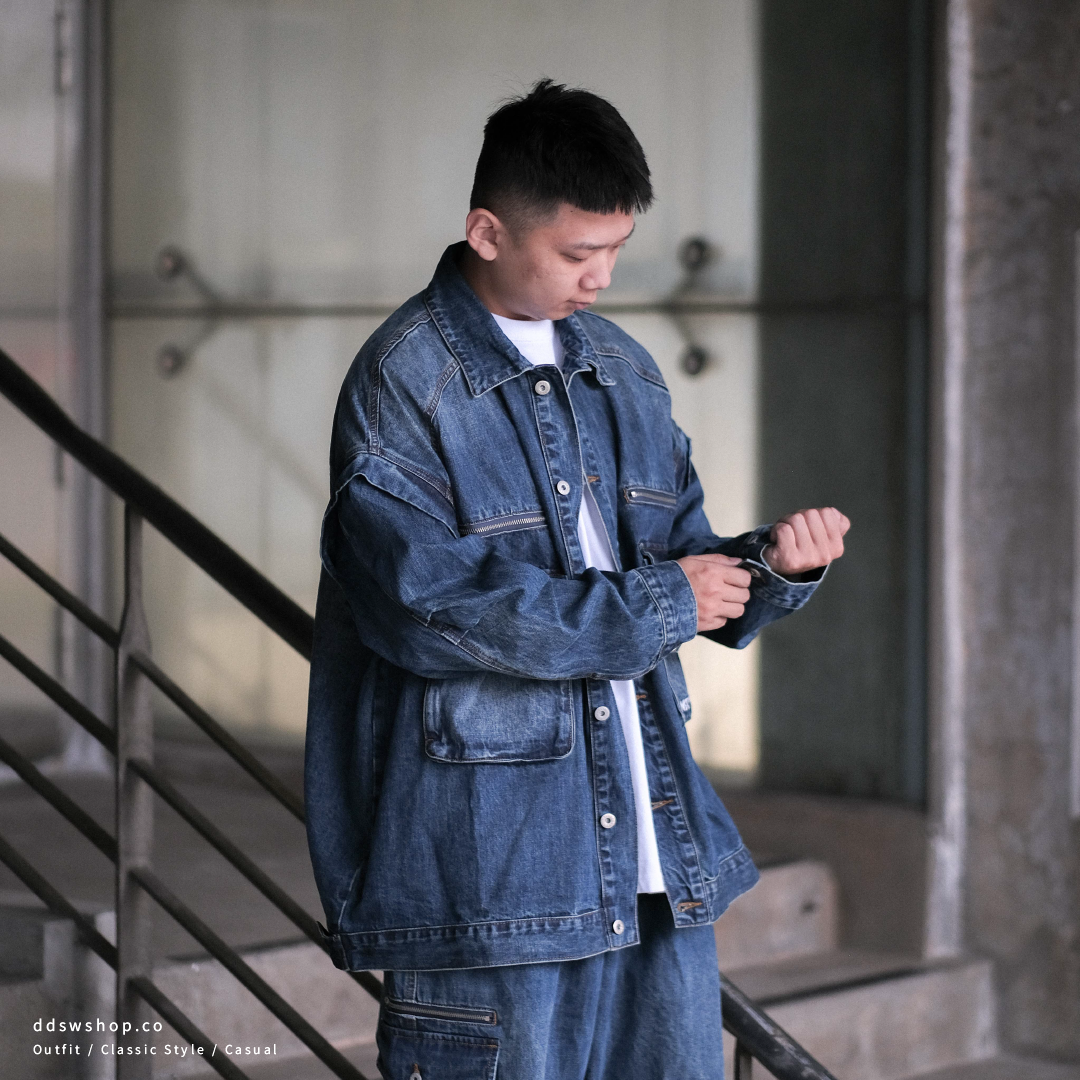 "現貨" ANST 六袋 刺繡牛仔外套/深藍 AN.47