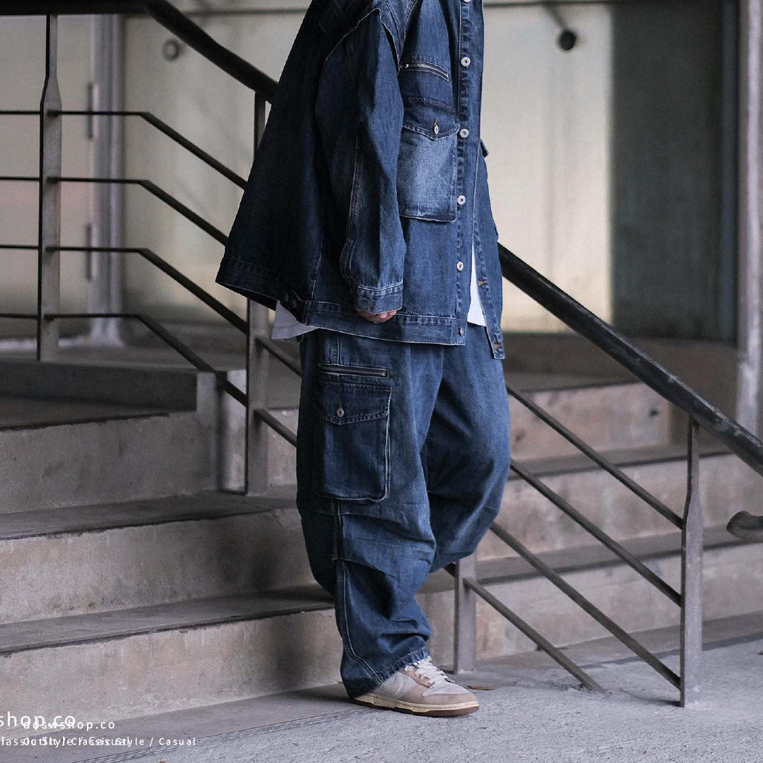 "現貨" ANST 八袋 刺繡牛仔長褲/深藍 ST.47