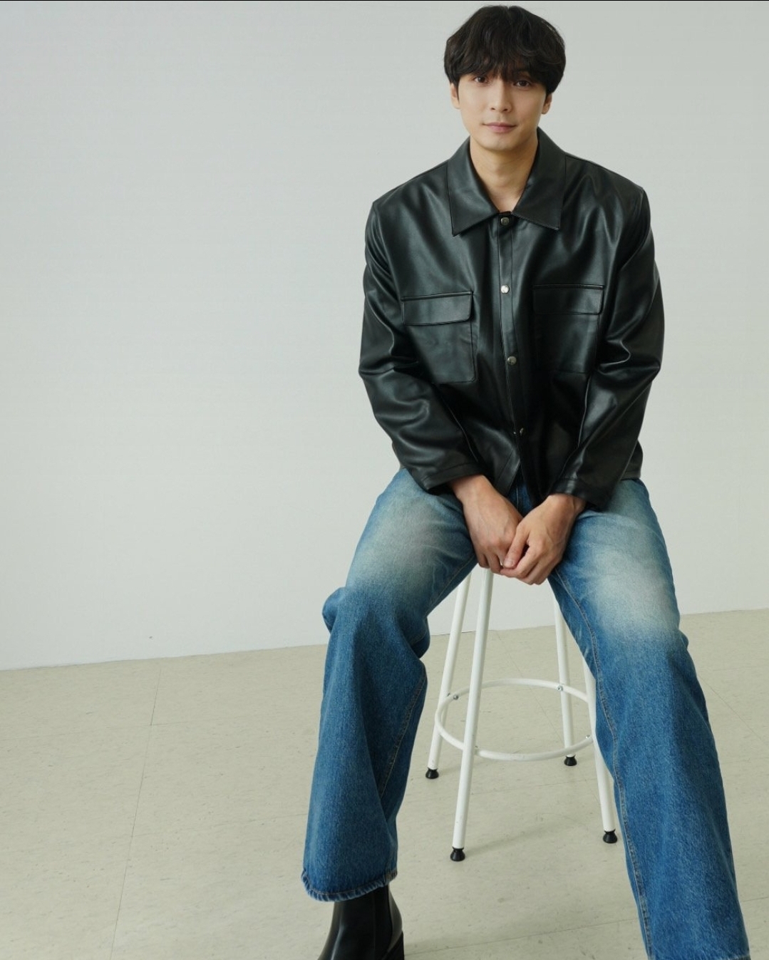 皮革按扣襯衫外套