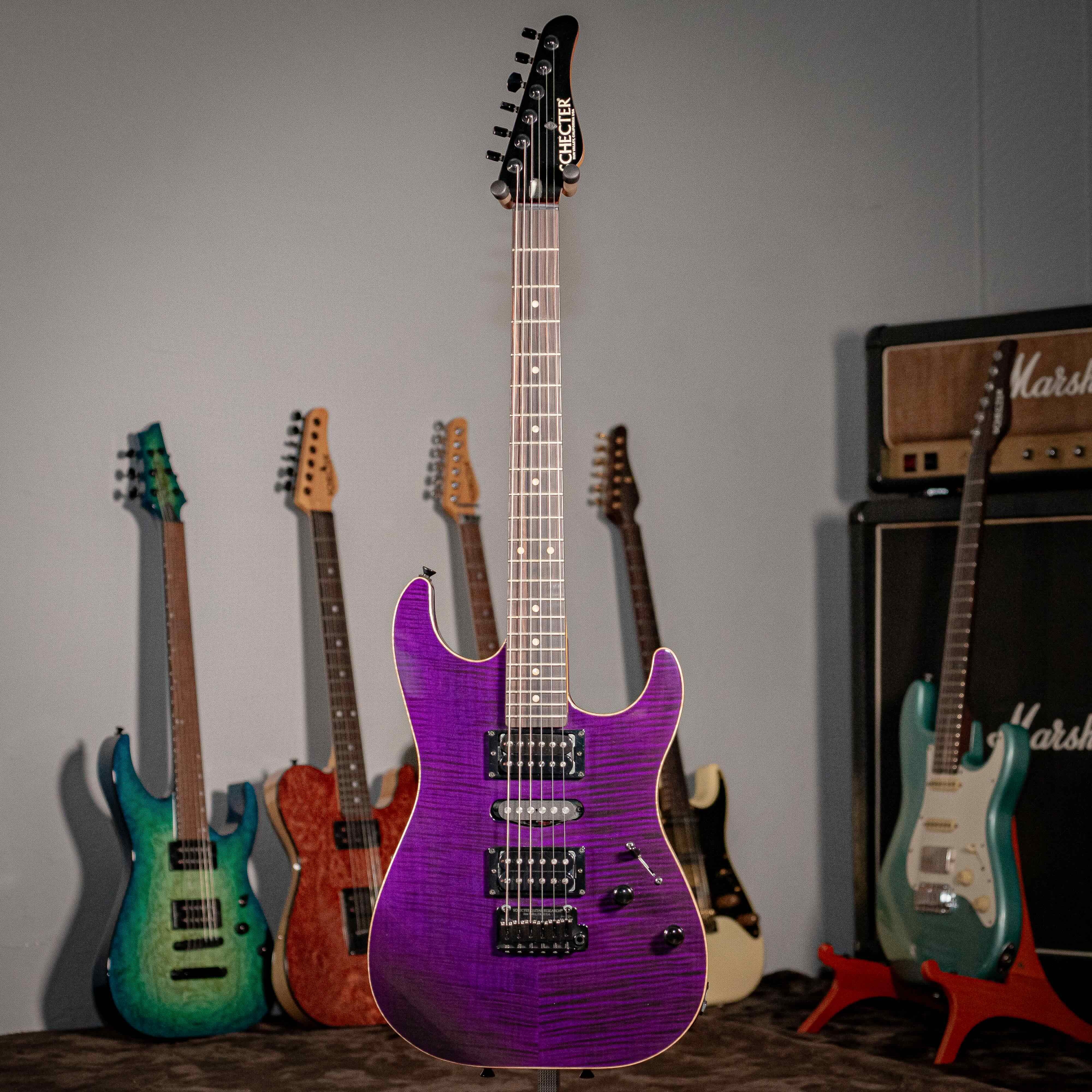 Schecter USA SUNSET Custom-II HSH Black Violet 電吉他
