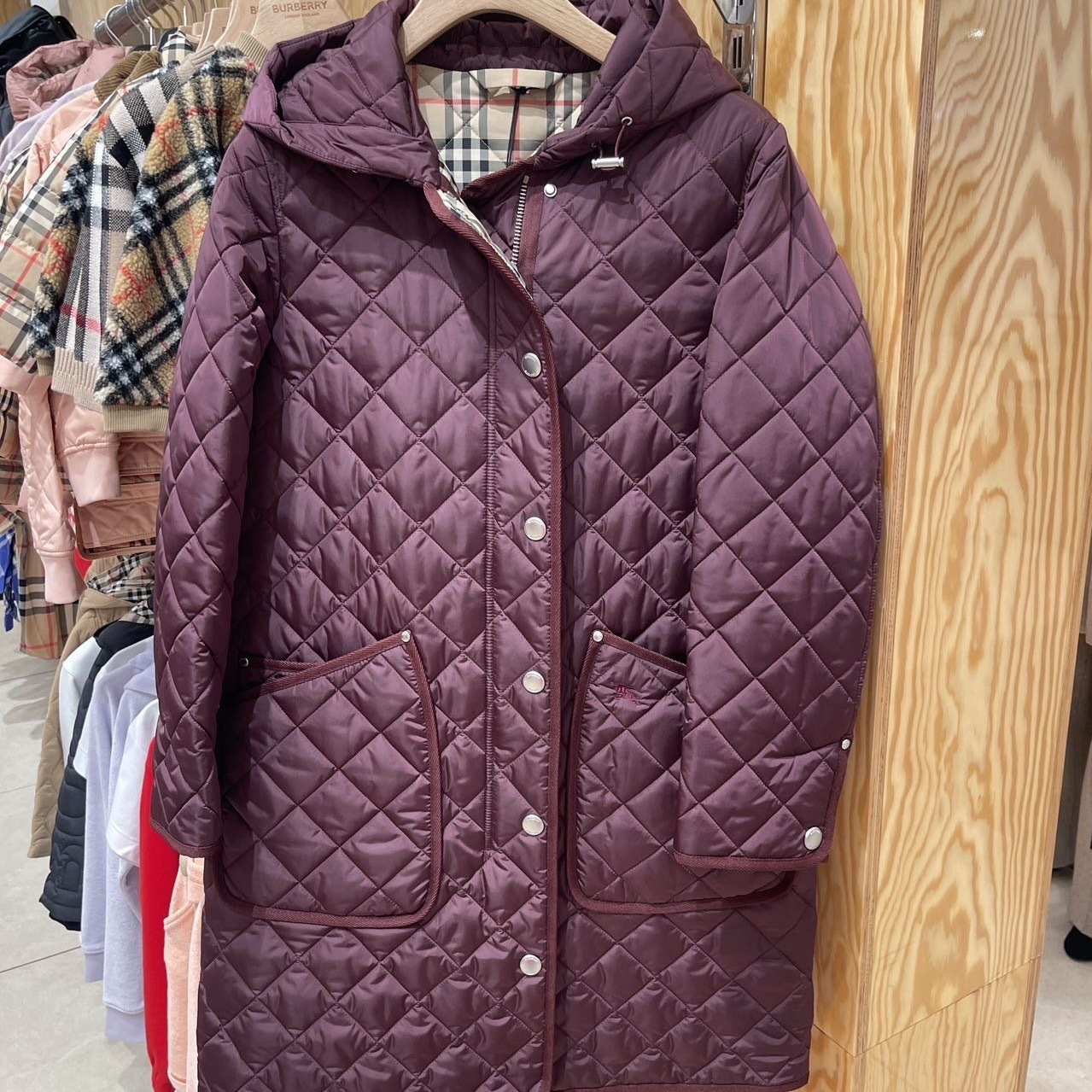Burberry roxby quilted coat Burgandy 